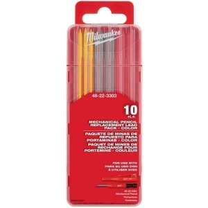 Set 10 mine pentru creion mecanic pentru constructii, grafit / colorate, 2.8 mm, Milwaukee