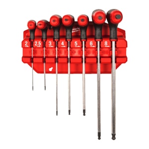 Set 7 chei Hex cu maner in T si suport, 2–8 mm, Milwaukee, cod 4932498677