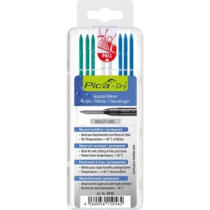 Set 8 mine de rezerva Pica-Dry / Pica-Dry S, alb-albastru-verde / negru-rosu-galben, PICA
