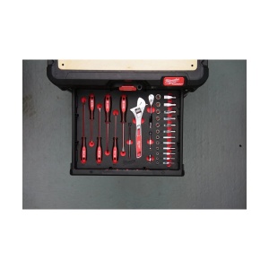 Set antrenor cu clichet 1/4", tubulare, surubelnite si cheie ajustabila in insertie spuma PACKOUT, Milwaukee, cod 4932480717 - Img 3