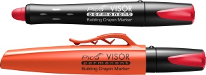Marker permanent VISOR, alb / galben / albastru / rosu, PICA
