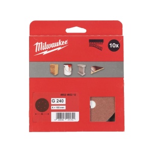 Set 10 foi abrazive pentru slefuitoare orbitale, 6 gauri, diametru 150 mm, granulatie 240, Milwaukee, cod 4932492212 - Img 2