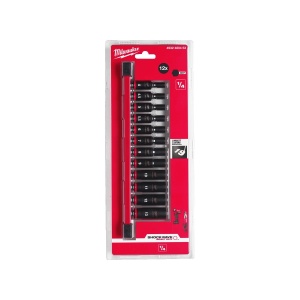 Set 12 chei tubulare de impact 1/4" SHOCKWAVE IMPACT DUTY cu sina, Milwaukee, cod 4932480453 - Img 2