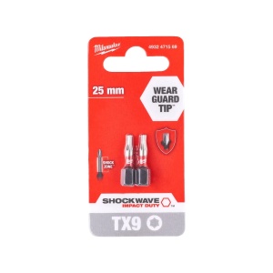 Set 2 Biti pentru surubelnite SHOCKWAVE IMPACT DUTY TX9 X 25 mm, Milwaukee, cod 4932471569