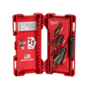 Set 3 burghie in trepte cu tija cilindrica SHOCKWAVE IMPACT DUTY Milwaukee, cod 48899266