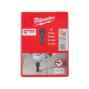 Set 4 carote diamantate M14 pentru gaurire uscata, diametru 6, 8, 10, 14 mm, Milwaukee, cod 4932471863 - Img 3