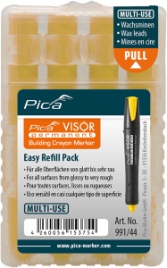 Set 4 rezerve marker permanent VISOR, galben / albastru / rosu, PICA