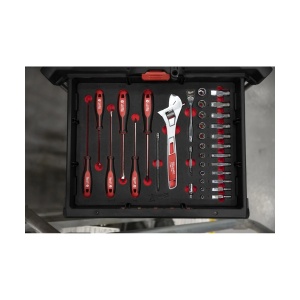 Set antrenor cu clichet 1/4", tubulare, surubelnite si cheie ajustabila in insertie spuma PACKOUT, Milwaukee, cod 4932480717 - Img 4