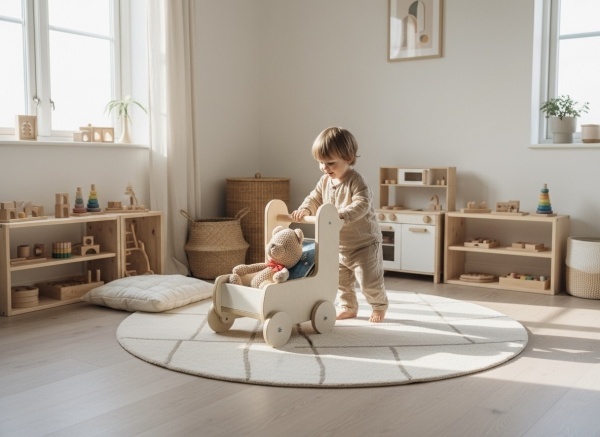 Antemergător din lemn natural, inspirat Montessori – rățușcă, FSC &amp; finisaje sigure EN71-3 - Img 3