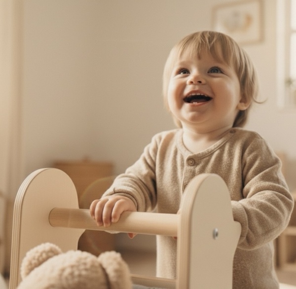 Antemergător din lemn natural, inspirat Montessori – rățușcă, FSC &amp; finisaje sigure EN71-3 - Img 4