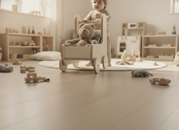 Antemergător din lemn natural, inspirat Montessori – rățușcă, FSC &amp; finisaje sigure EN71-3 - Img 5