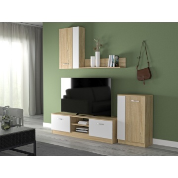 Dormitor Golden Sonoma/Alb cu Living si Saltea 160cmx200cm - Img 4