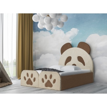 Pat tapitat copii URS Panda cu Somiera metalica