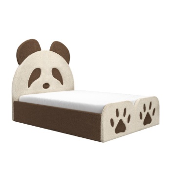 Pat tapitat copii URS Panda cu Somiera metalica - Img 2