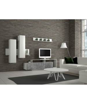 Living Melissa, Alb si Gri, L 3000x A 450x H1700 mm
