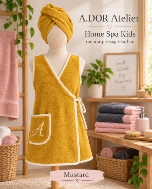 A.DOR Home Spa Kids – Rochiță-prosop petrecută + Turban pentru păr - Img 5