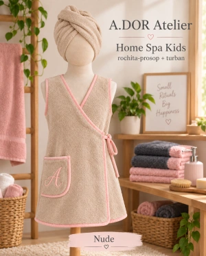 A.DOR Home Spa Kids – Rochiță-prosop petrecută + Turban pentru păr - Img 2
