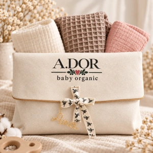 Set A.DOR Baby Organic – 4 piese | Muselină dublă & Waffle - Img 6