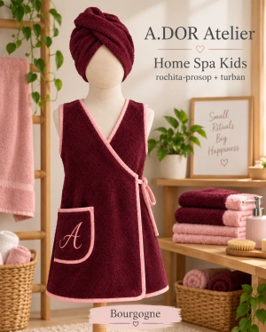A.DOR Home Spa Kids – Rochiță-prosop petrecută + Turban pentru păr - Img 6