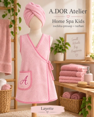 A.DOR Home Spa Kids – Rochiță-prosop petrecută + Turban pentru păr - Img 7