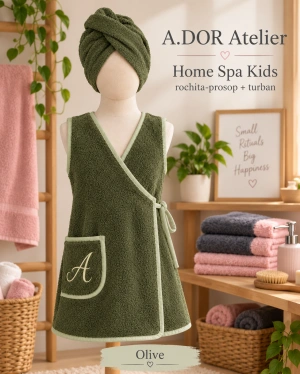 A.DOR Home Spa Kids – Rochiță-prosop petrecută + Turban pentru păr - Img 4