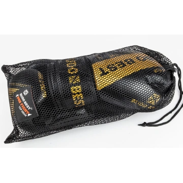 Mănuși de box Budo Best Essential, cu burete de înaltă densitate și prindere Velcro, ideale pentru antrenamente și sparring, design negru cu auriu