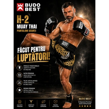 Pantaloni Scurți Muay Thai Budo Best H-3 – Șort Profesional Kickboxing & Thai Boxing