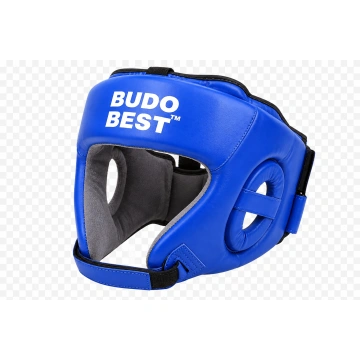 Cască de box Budo Best albastră – vedere laterală cu protecție pentru urechi