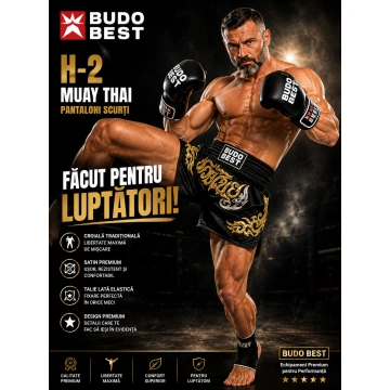 Pantaloni Scurți Muay Thai Budo Best H-3 – Șort Profesional Kickboxing & Thai Boxing
