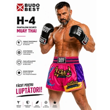 Pantaloni Scurți Muay Thai Budo Best H-4 – Șort Profesional Kickboxing & Thai Boxing
