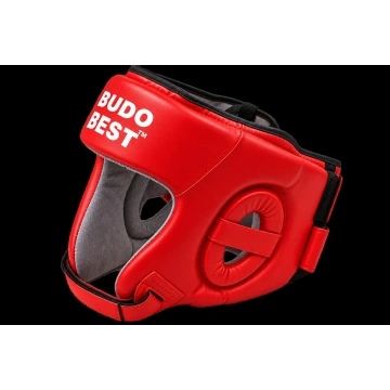 Cască de box Budo Best roșie – vedere laterală cu protecție pentru urechi