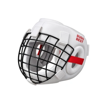 Cască Kyokushin Budo Best cu Grilă de Protecție – Albă / Neagră – Negru