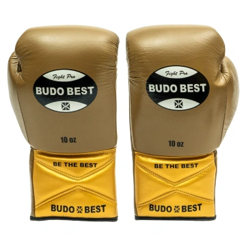 Mănuși de box din piele naturală, Budo Best Bartell, închidere cu șiret. Culoare kaki.