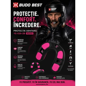 Protecție dentară Budo Best YE-026-2B negru roz în cutie de depozitare afis