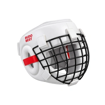 Cască Kyokushin Budo Best cu Grilă de Protecție – Albă / Neagră