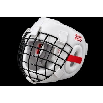 Cască Kyokushin Budo Best cu Grilă de Protecție – Albă / Neagră – Negru