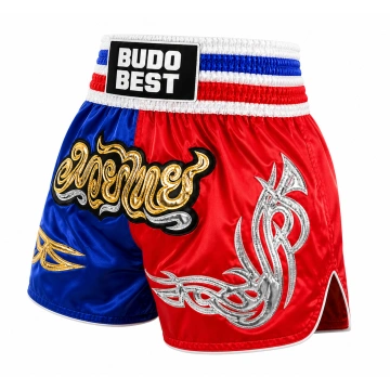 Pantaloni scurți Muay Thai Budo Best H-1 din satin premium pentru antrenament și competiție vedere laterala