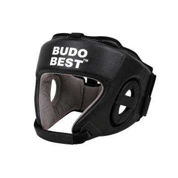 Cască de box Budo Best neagră – vedere laterală cu protecție pentru urechi