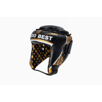 Casca protectie box Predator 2.0 neagra cu auriu din piele naturala