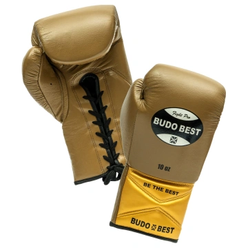 Mănuși de box din piele naturală, Budo Best Bartell, închidere cu șiret. Culoare kaki.
