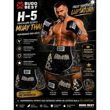 Pantaloni Scurți Muay Thai Budo Best H-5 – Șort Profesional Kickboxing & Thai Boxing
