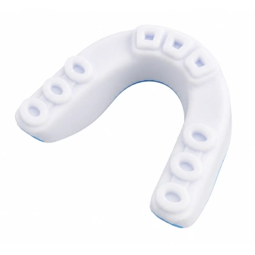 Protecție dentară Budo Best Double Color YE-026-2 albastru și alb cu cutie transparentă pentru box, kickboxing, MMA și Muay Thai.