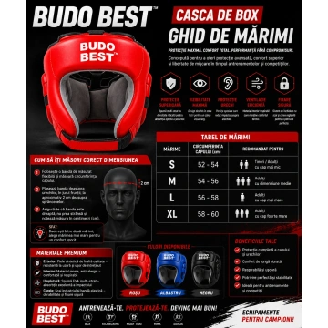 Cască Box Budo Best – Protecție pentru Box și Sporturi de Contact, Piele Naturală / Sintetică DESCRIERE PRODUS – Negru