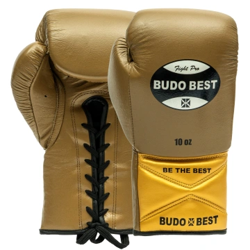 Mănuși de box din piele naturală, Budo Best Bartell, închidere cu șiret. Culoare kaki.