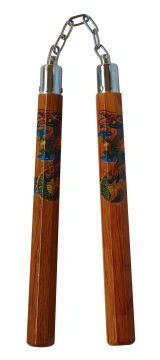 Nunchaku din lemn cu lant, dragon C101