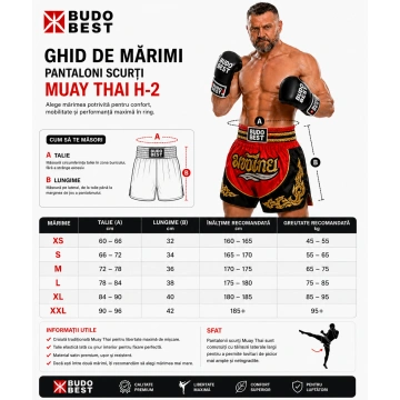 Pantaloni Scurți Muay Thai Budo Best H-1 – Șort Profesional Kickboxing & Thai Boxing - Img 7