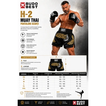 Pantaloni Scurți Muay Thai Budo Best H-3 – Șort Profesional Kickboxing & Thai Boxing reclama