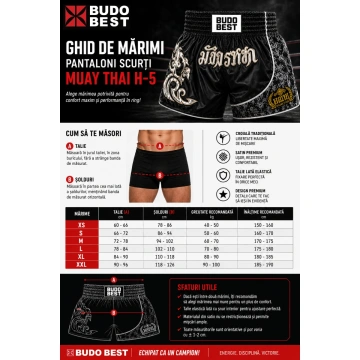 Pantaloni Scurți Muay Thai Budo Best H-5 – Șort Profesional Kickboxing & Thai Boxing