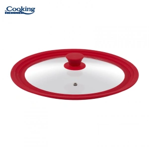 Capac Universal din Sticla 28/30/32 cm cu Margine din Silicon Ajustabila, Rosu – Cooking by Heinner