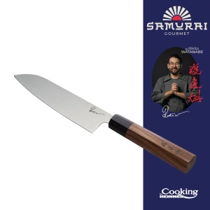 Cutit Santoku 18 cm Rikito Watanabe Samurai Gourmet, Cooking by Heinner, lama inox, maner lemn